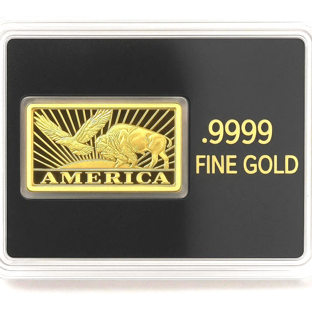 .9999 Pure Gold Bar Buffalo Eagle America Tribute Collectible Bullion