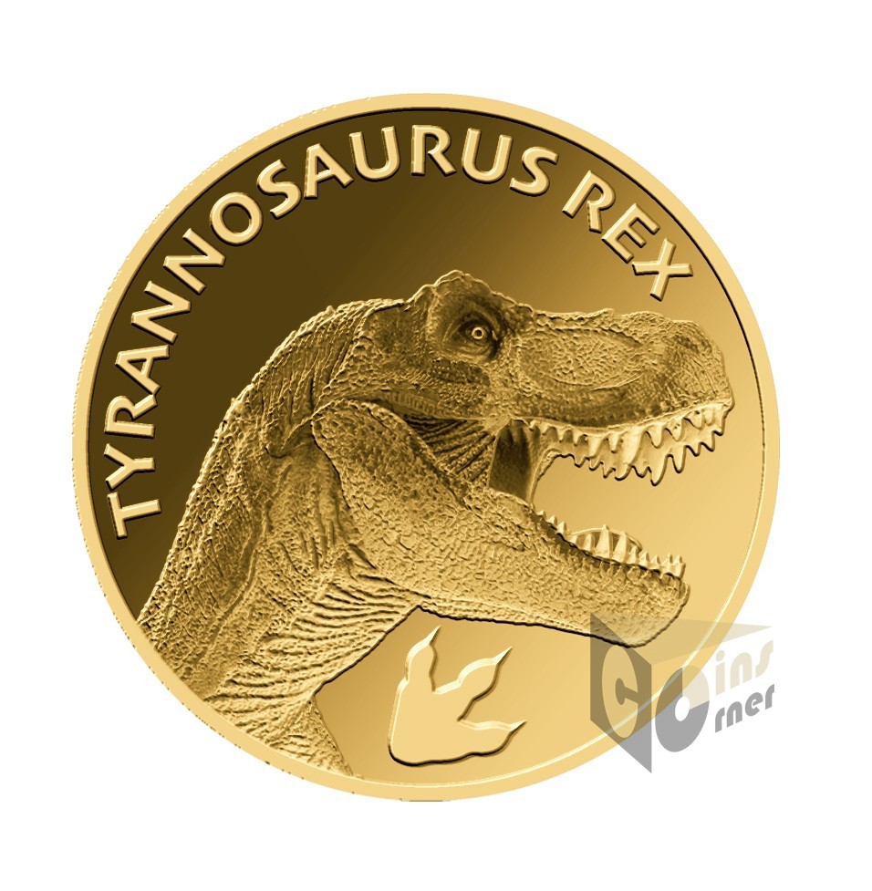 Dinosaur T-Rex 1/1000 Oz 999 Gold Coin 3000 Francs Chad