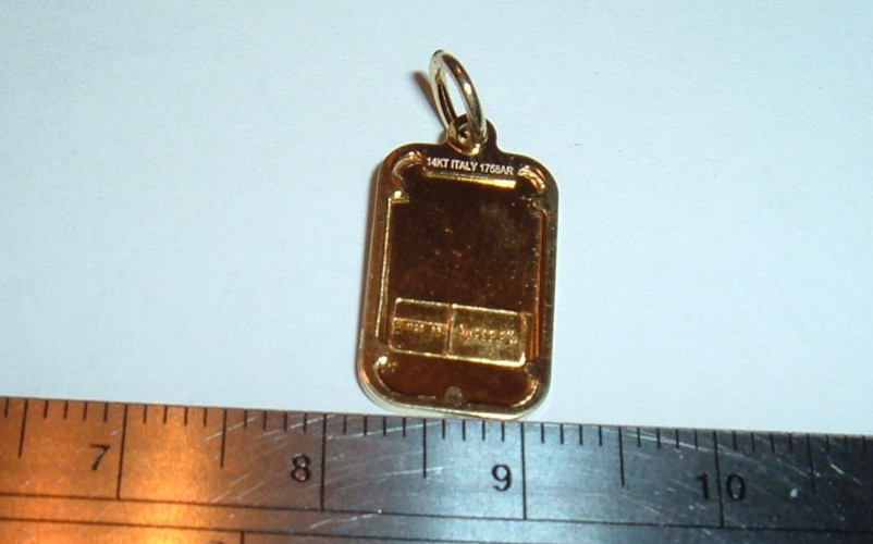 24K STAFANO ORO ITALY 999.9 FINE GOLD BAR 14K GOLD BEZEL CHARM PENDANT 1.51 gram