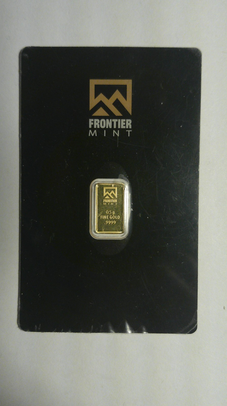 Frontier Mint 1/2 Gram .9999 Fine Gold Bar in Assay Card Holder