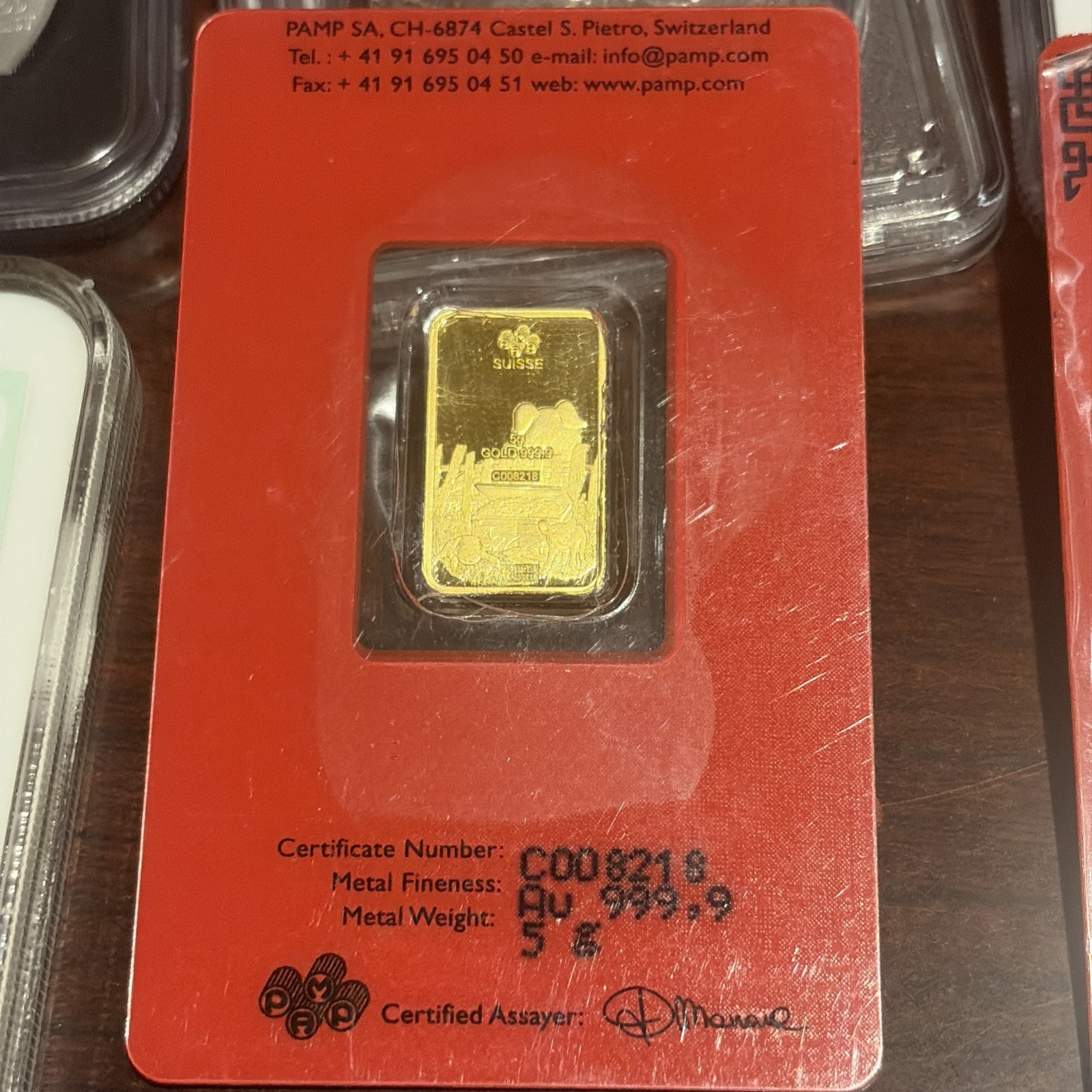 2019 Lunar 5 GRAM GOLD BAR PAMP SUISSE LUNAR PIG Rare Collectible! Sealed Assay