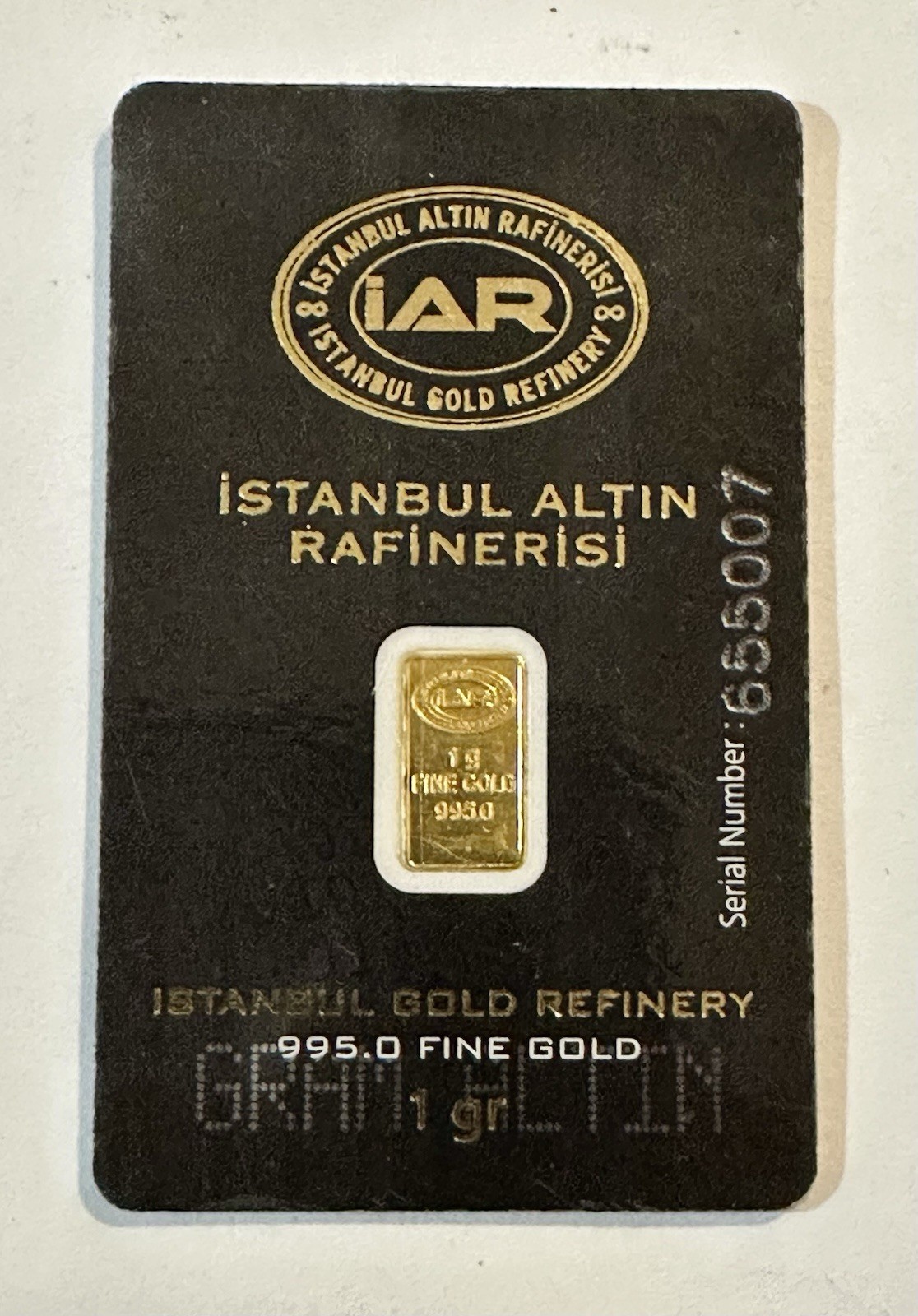 1 gram IGR .9999 Fine Gold Bar – Istanbul Gold Refinery – Sealed Assay