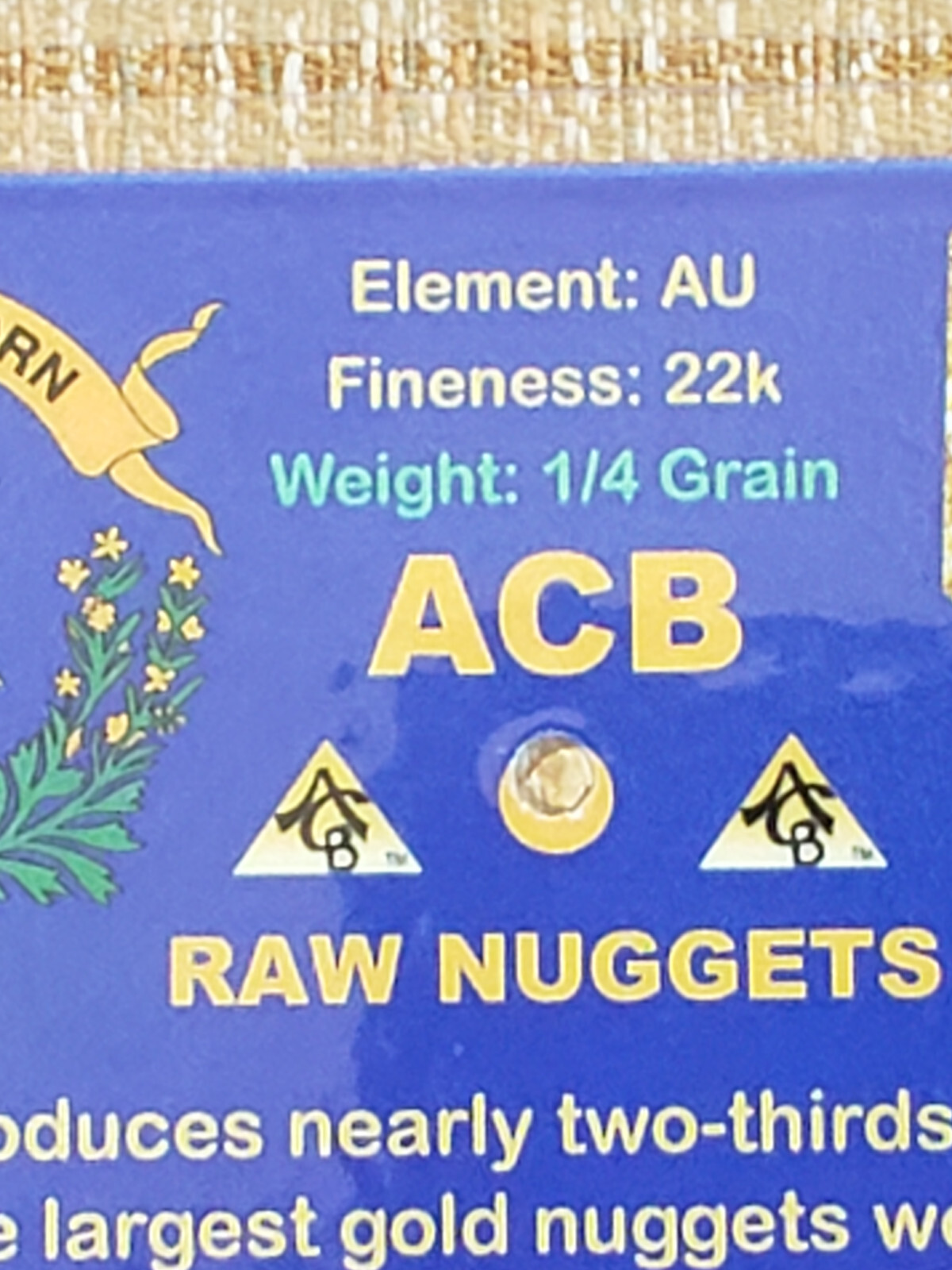 Gold 1/4GRAIN x10 RAW NEVADA NUGGET(S) Placer gold CERT 0F AUTHENTICITY ACB$