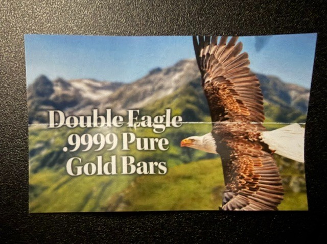 Double Eagle .9999 Pure Gold Bar Proof Collectible Bullion 1/100 Oz (.3 Grams)