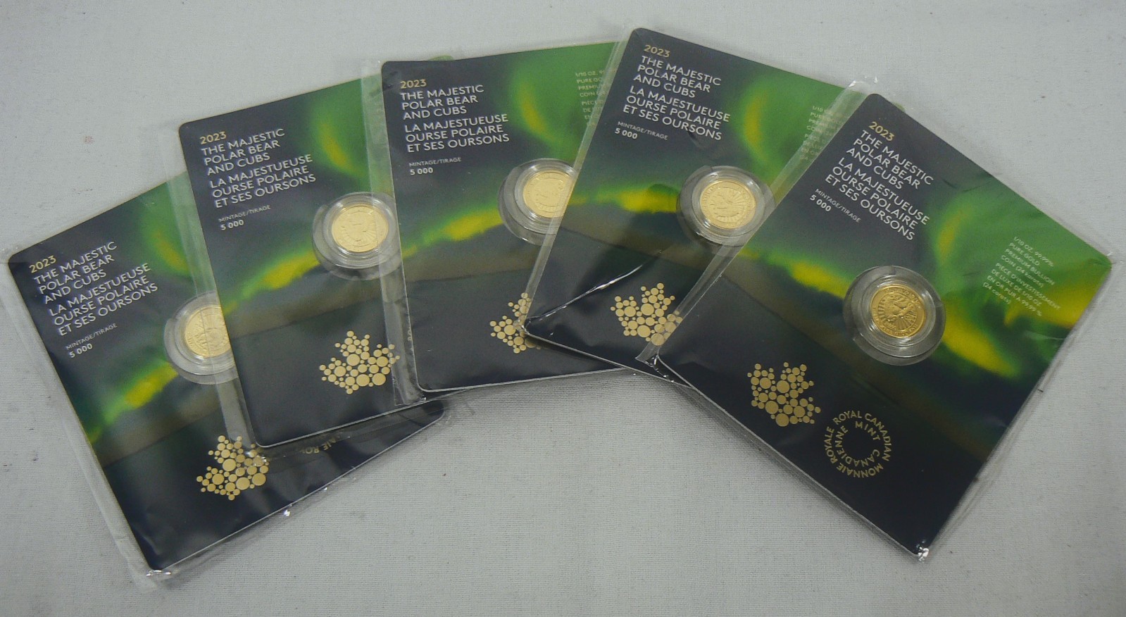 2023 Majestic Polar Bear & Cubs 1/10 oz .9999 Fine Gold $5 Canada – Mintage 5000