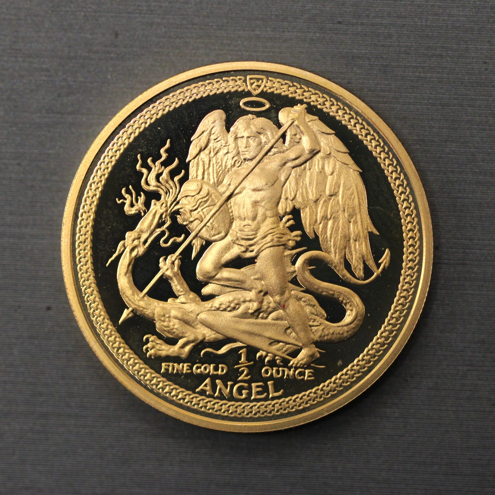 Proof Archangel Michael 1986 Isle Of Man 1/2 oz .917 Fine Gold Angel Coin