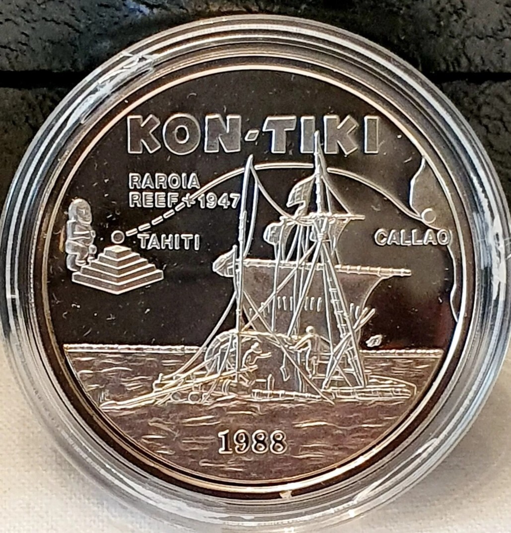 Thor Heyerdahl Autograph Gold 100 Tala Ra 2 and 2 silver Kon-Tiki and Ra 2 RARE!
