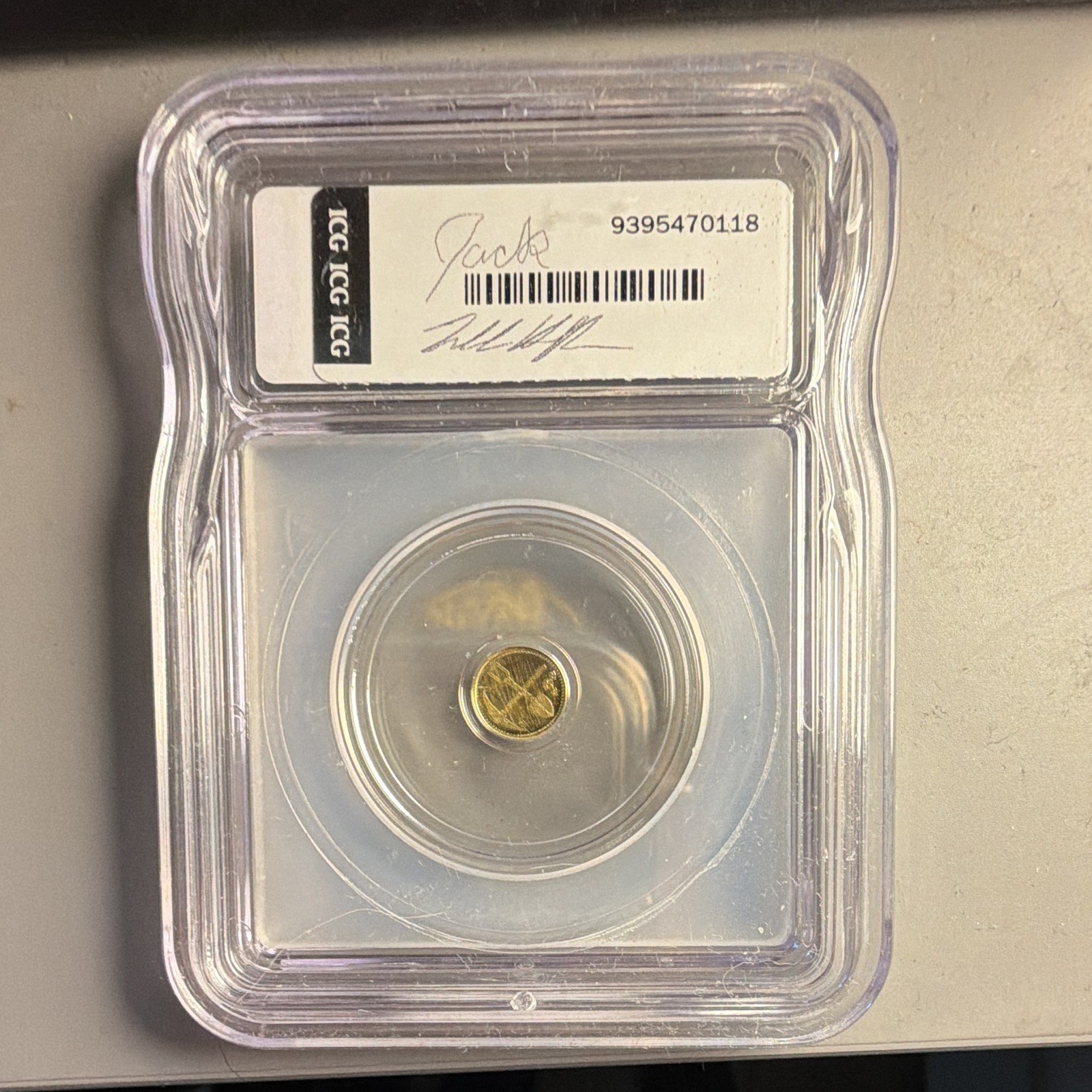 ICG MS70 Hoffman Design Gold Round 1/500th oz Precious Metal Content Slabbed