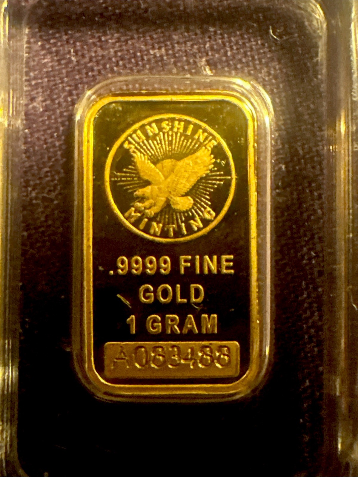 1 gram Gold Bar – Sunshine Minting New Design (In TEP Packaging)