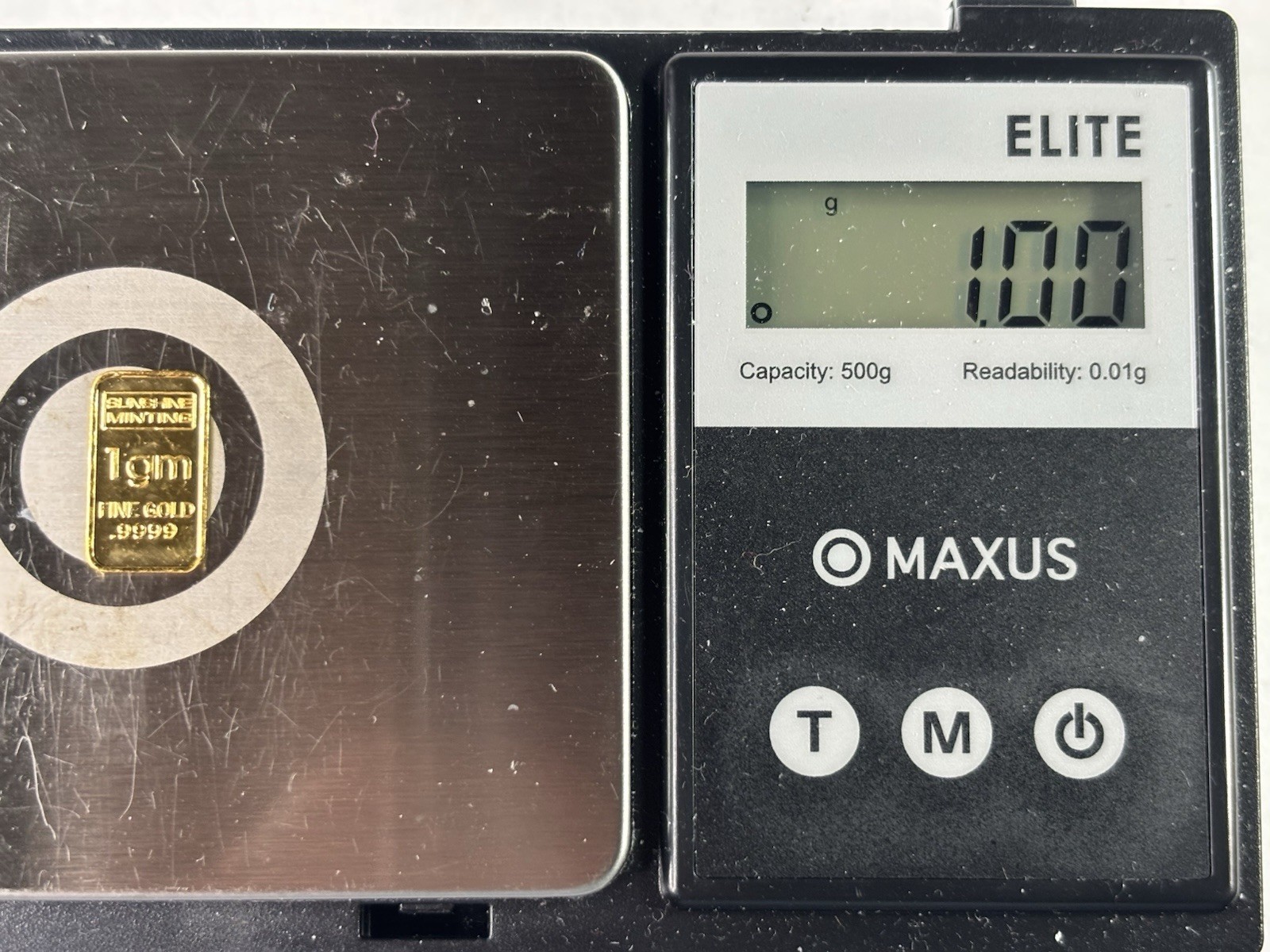 1 gram Gold Sunshine Minting 0.9999 Fine Gold Bar