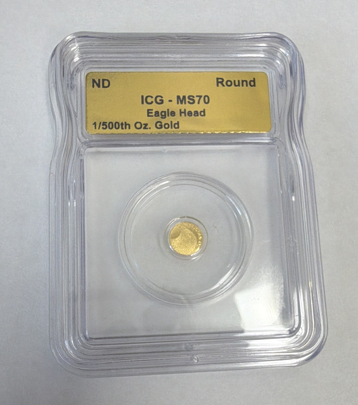 ICG MS70 Eagle Head Gold Round 1/500th oz