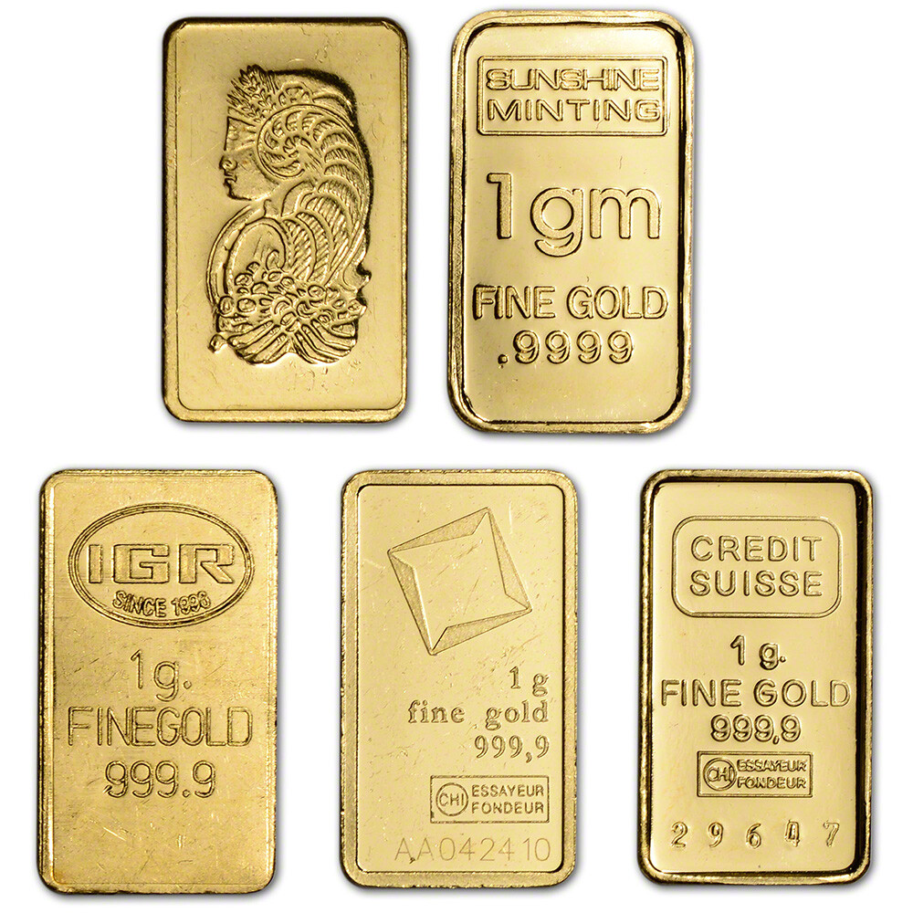 1 gram Gold Bar – Random Brand – Secondary Market – 999.9 Fine