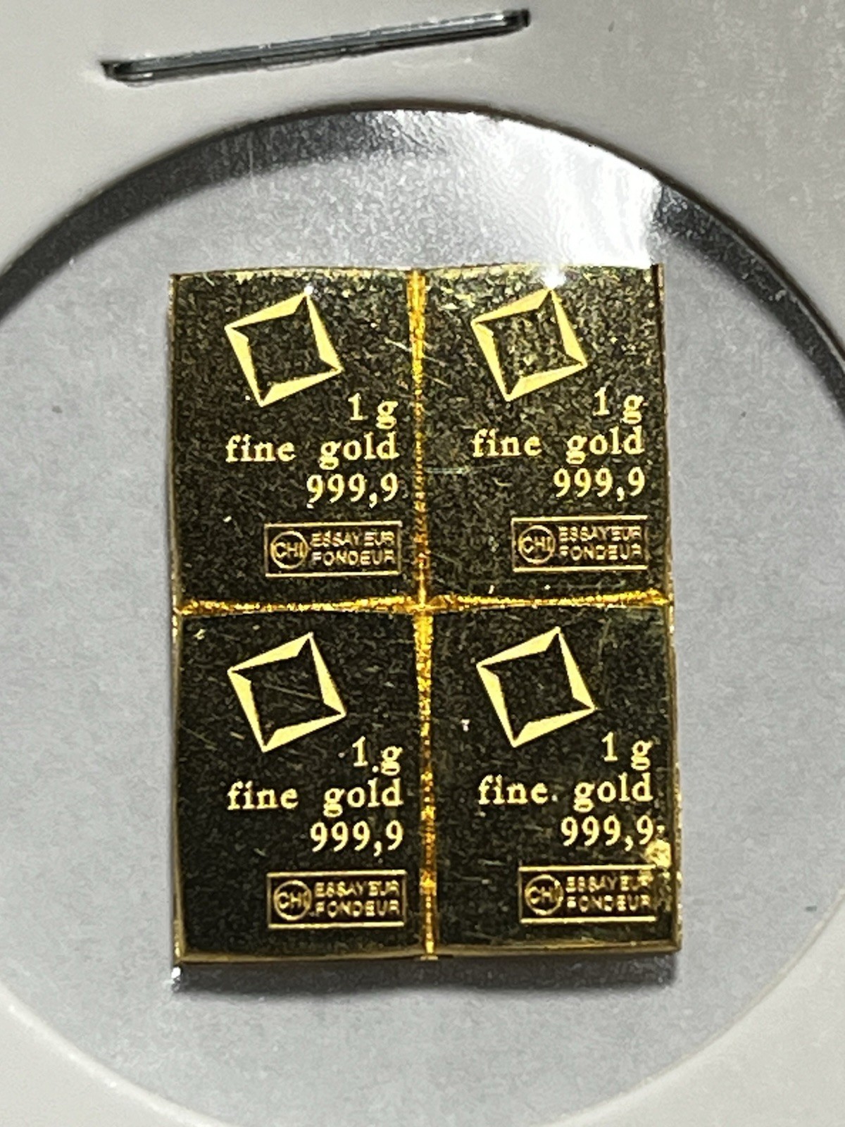 Lot Of 4- 1 gram CombiBar™ Valcambi Suisse .9999 Fine Gold Bar Total Of 4 Grams