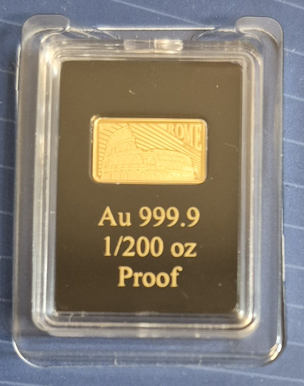 Solomon Islands 1/200 Oz Gold Bar Proof Rome Colosium AU 999.9 Landmarks