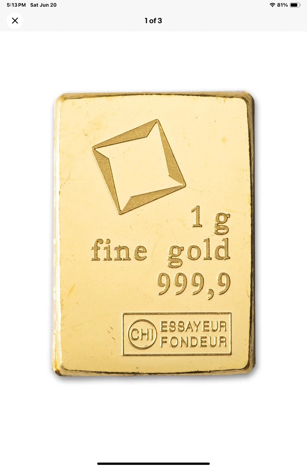 1 Gram Gold Bar .9999 Fine – Random Design, Brand Varies 24k.