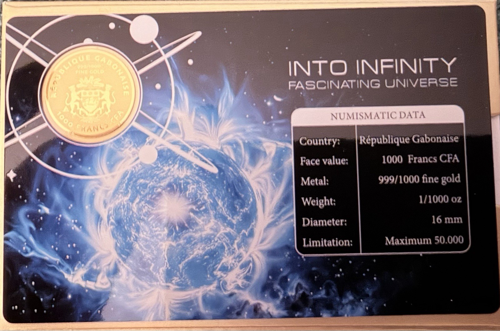 Neutron Star 1/1000 oz 999 Fine Gold Round in Card With COA Brand New