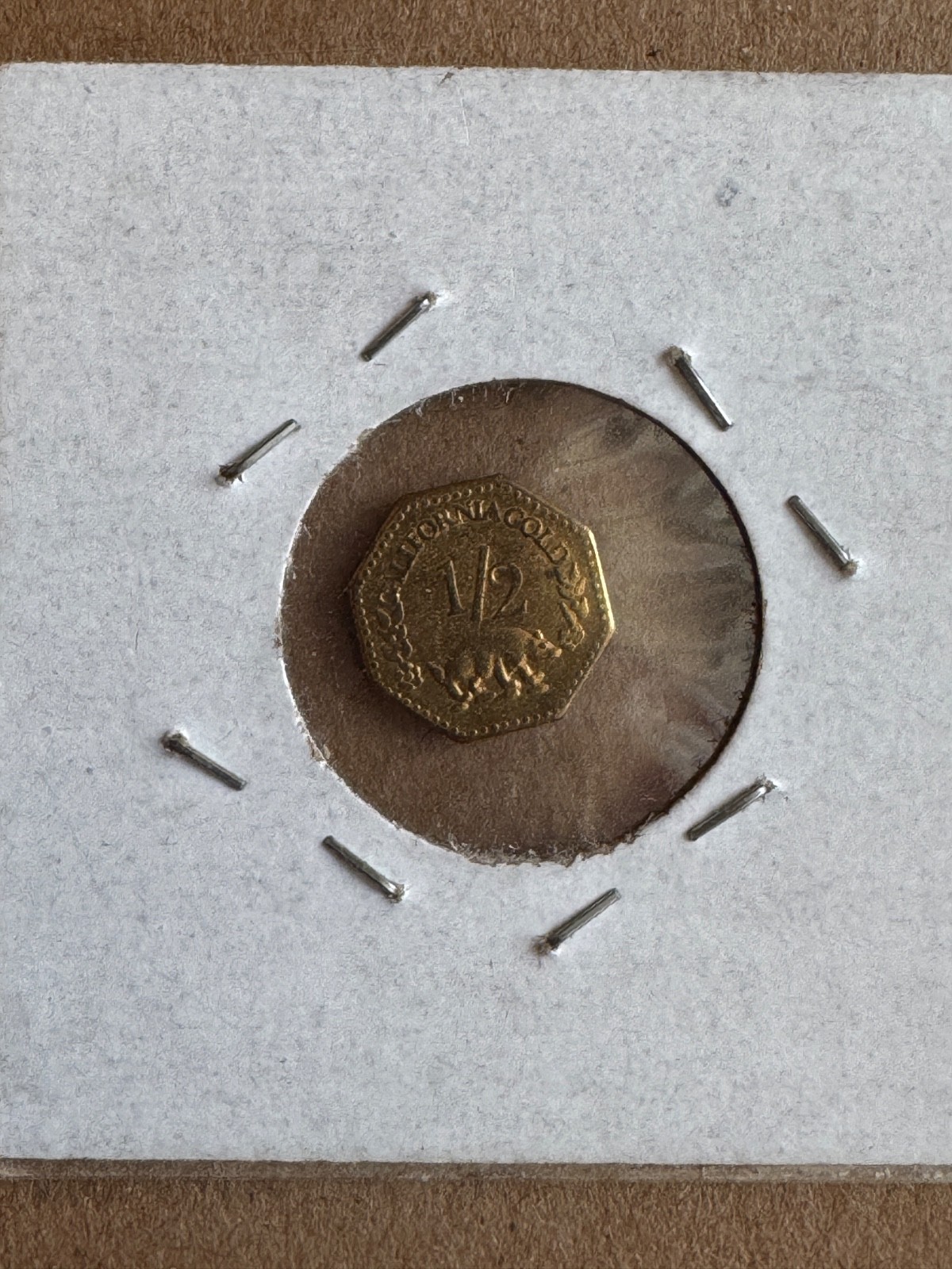 1857 California Gold 1/2 Dollar Fractional Coin Token – Liberty Head / Bear