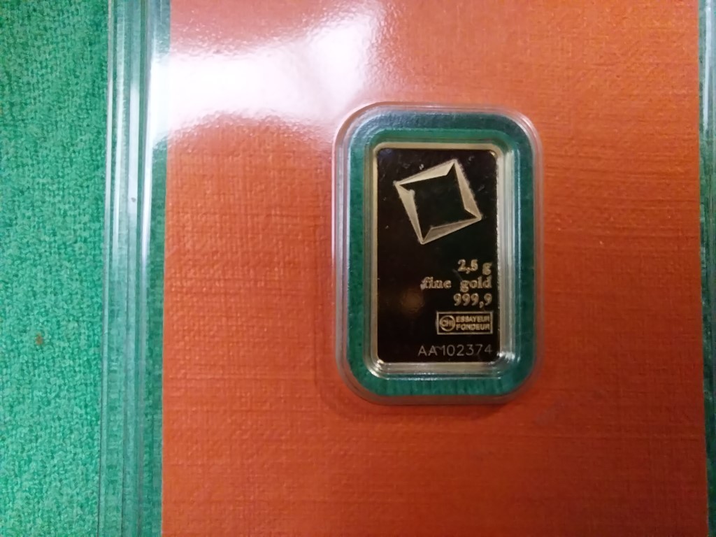 2.5 gram Gold Bar – Valcambi Suisse – 999.9 Fine in Sealed Assay ~ 1 piece