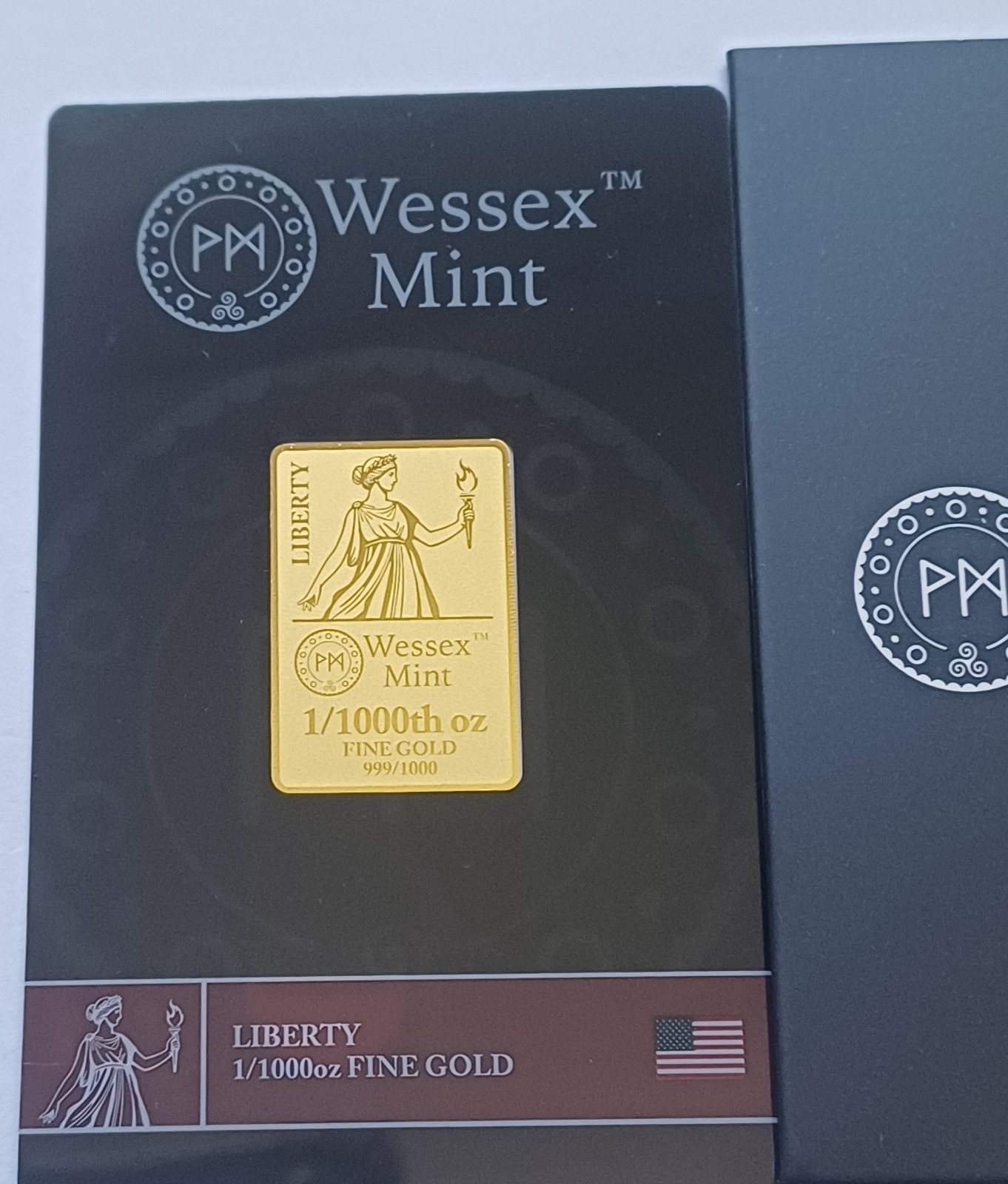 1/1000th oz Liberty 999.9 24ct Gold Bar by Wessex Mint