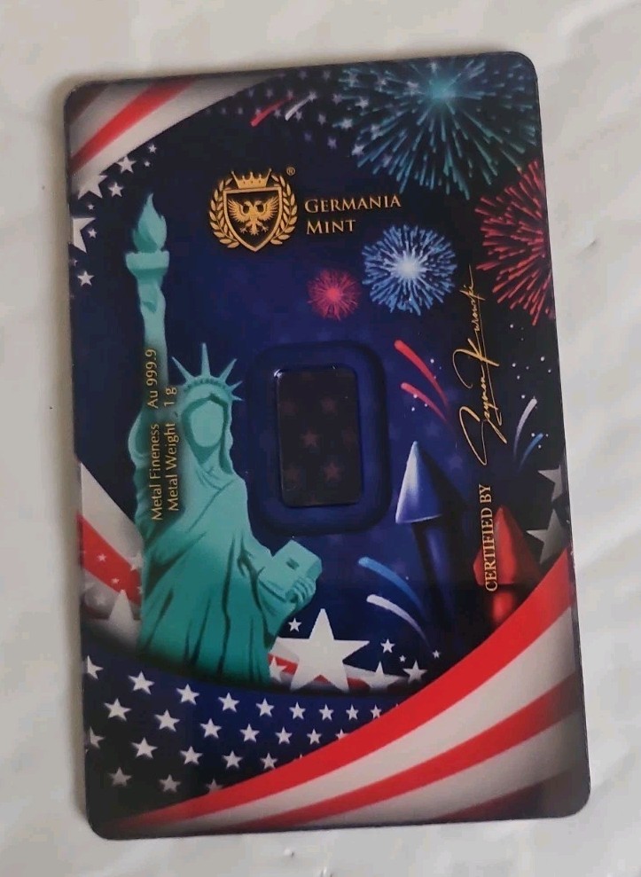HAPPY 4TH OF JULY INDEPENDENCE DAY 1G GOLD GERMANIA MINT