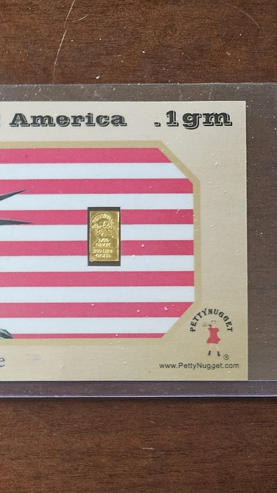 PettyNugget 1/10 Gram .999 Fine Gold USA Patriotic Note Statue of Liberty