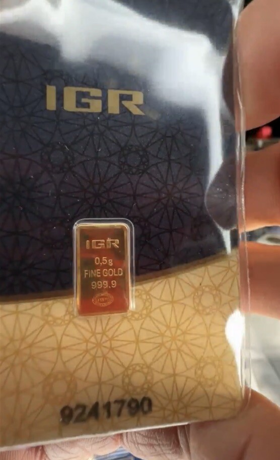 0.5 gram IGR Gold Bar – Istanbul Gold Refinery – 999.9 Fine in Sealed Assay -RME