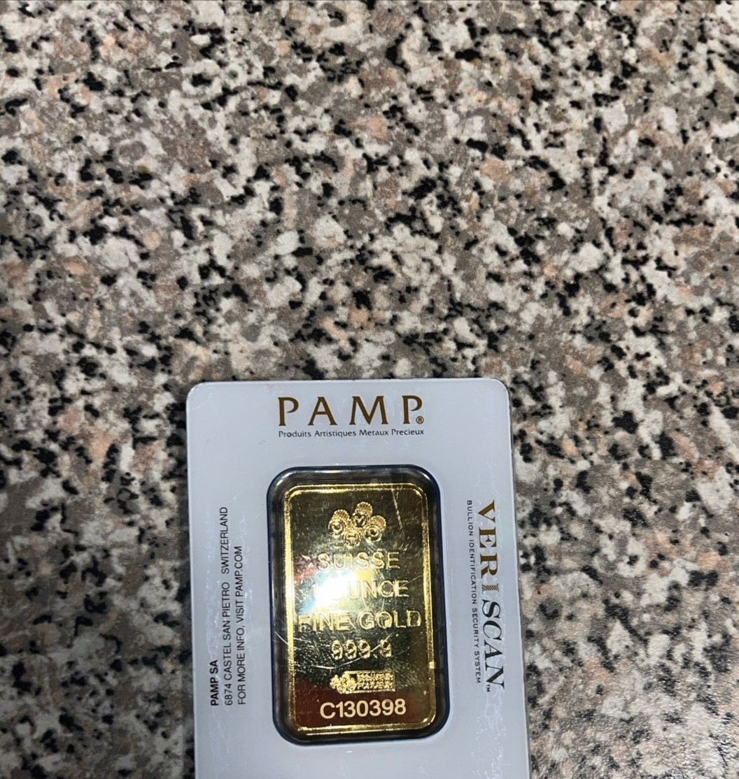 1 oz Gold Bar PAMP Suisse Lady Fortuna Veriscan (In Assay) .9999 Fine