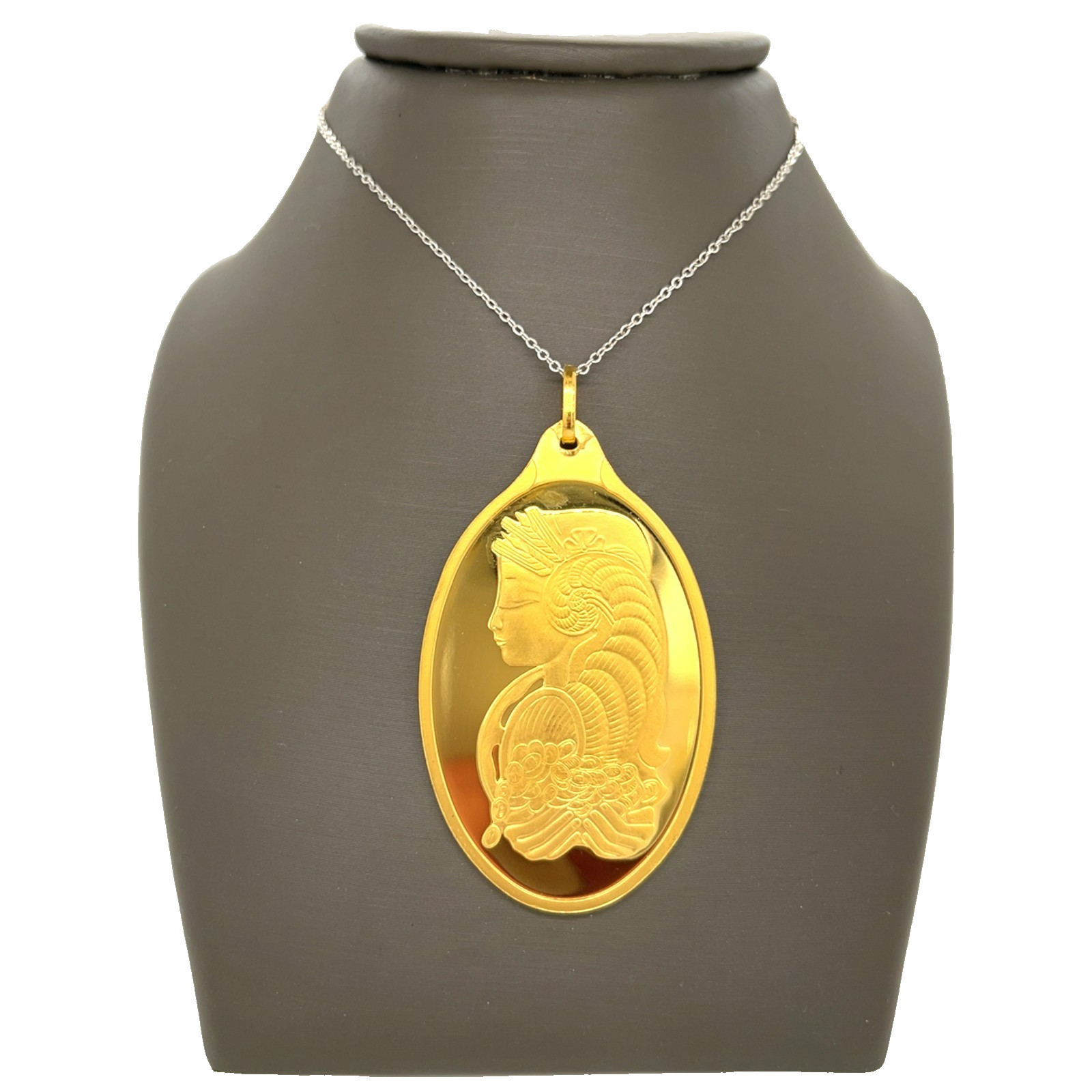 PAMP Suisse Lady Fortuna ½ OZ .9999 Fine 24KT Gold Oval Pendant Bar Bullion