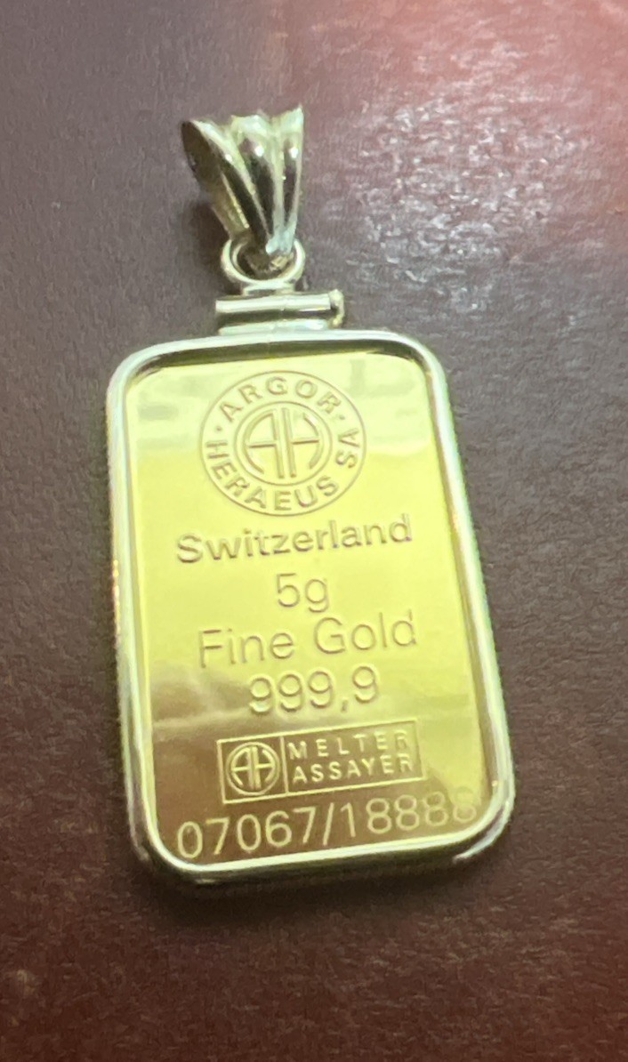 2025/24K/5G. Argor Heraeus Lunar Snake Gold Bar & FREE WITH PURCHASE 14k BEZEL!