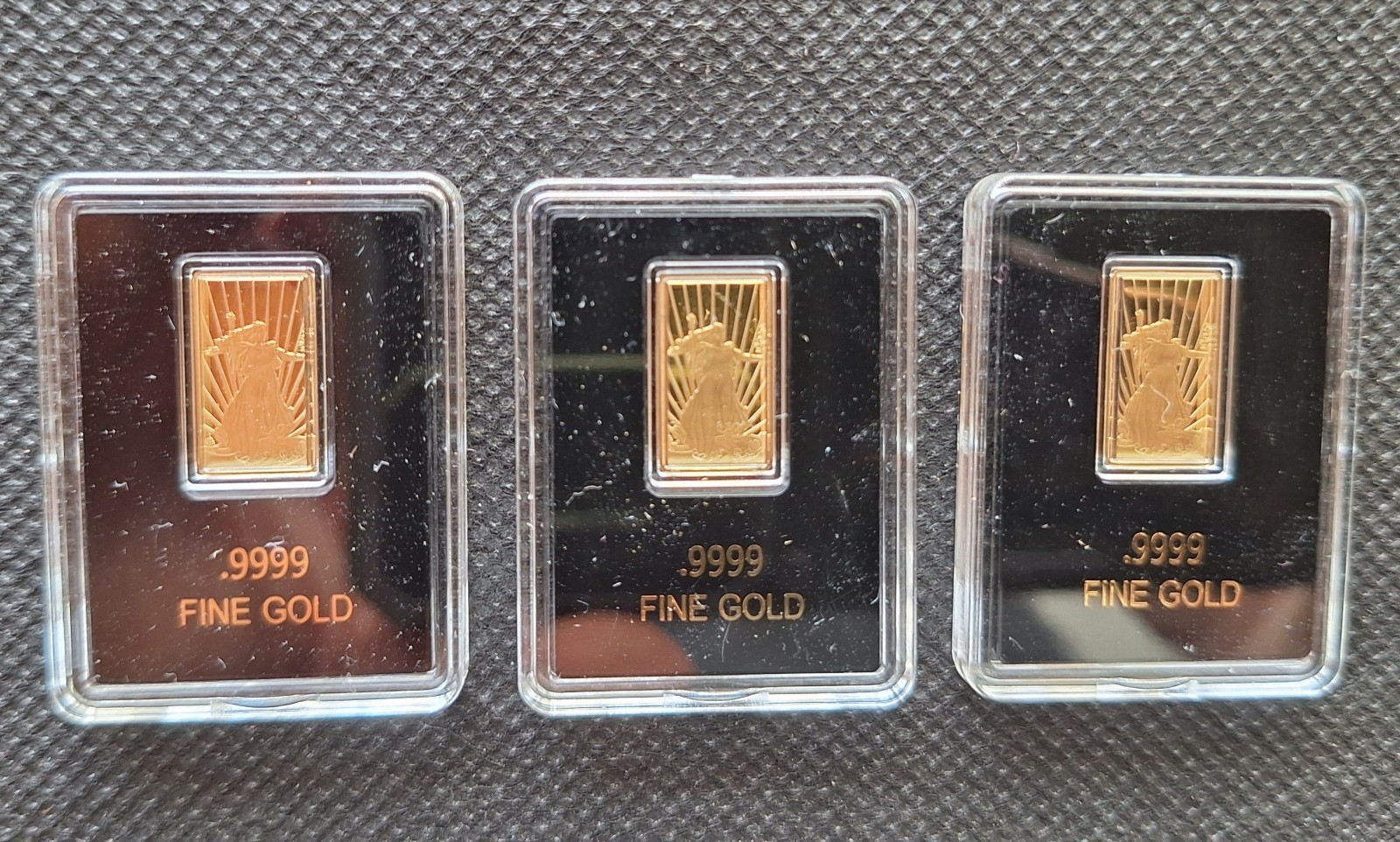 Lot of 3 Gaudens Lady Liberty Pure Gold Bar .999 Pure