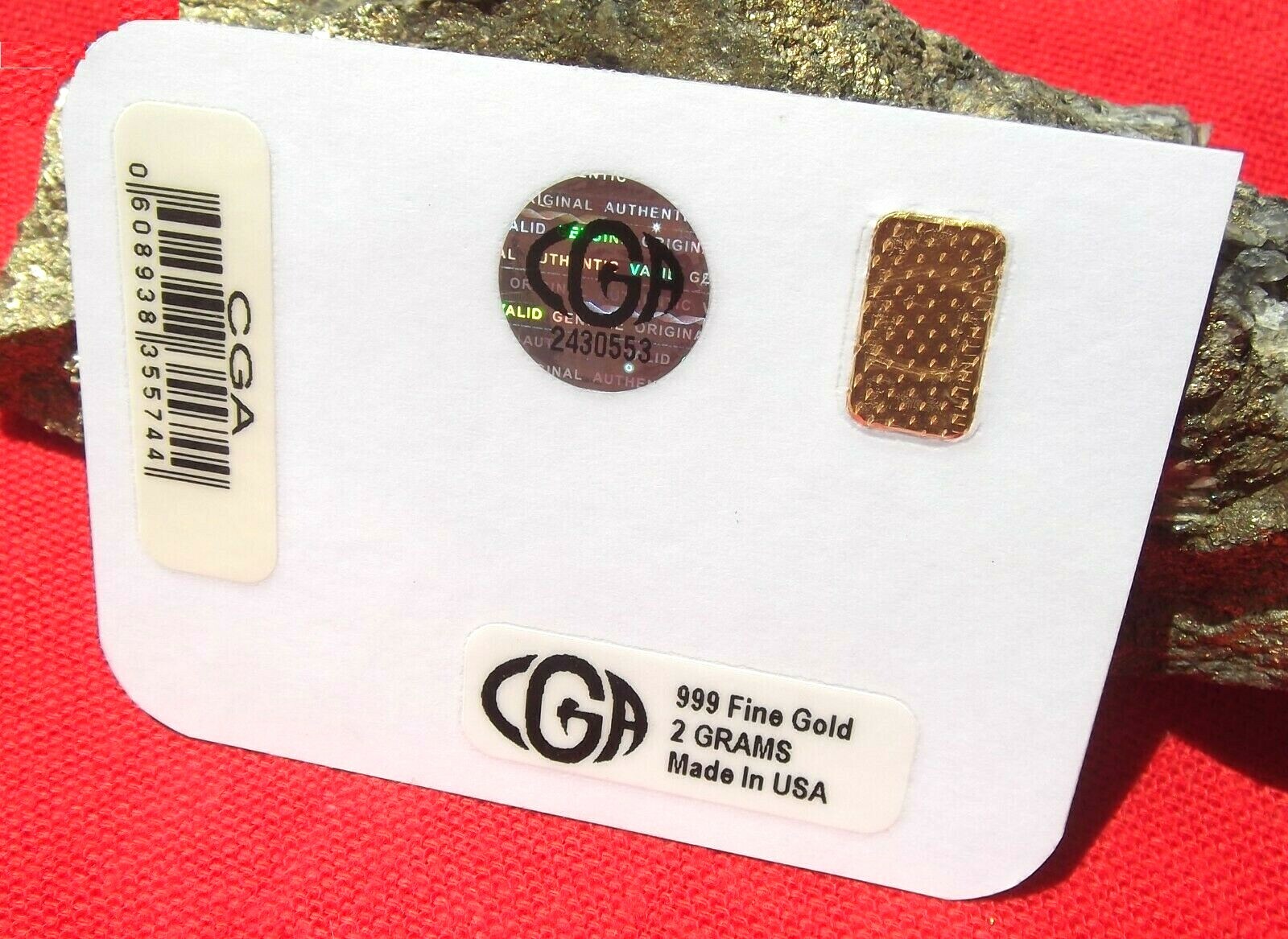 2 gram GOLD CGA BULLION Year of the DOG Gold Sealed ingot (In Assay).2 DAY SHIP