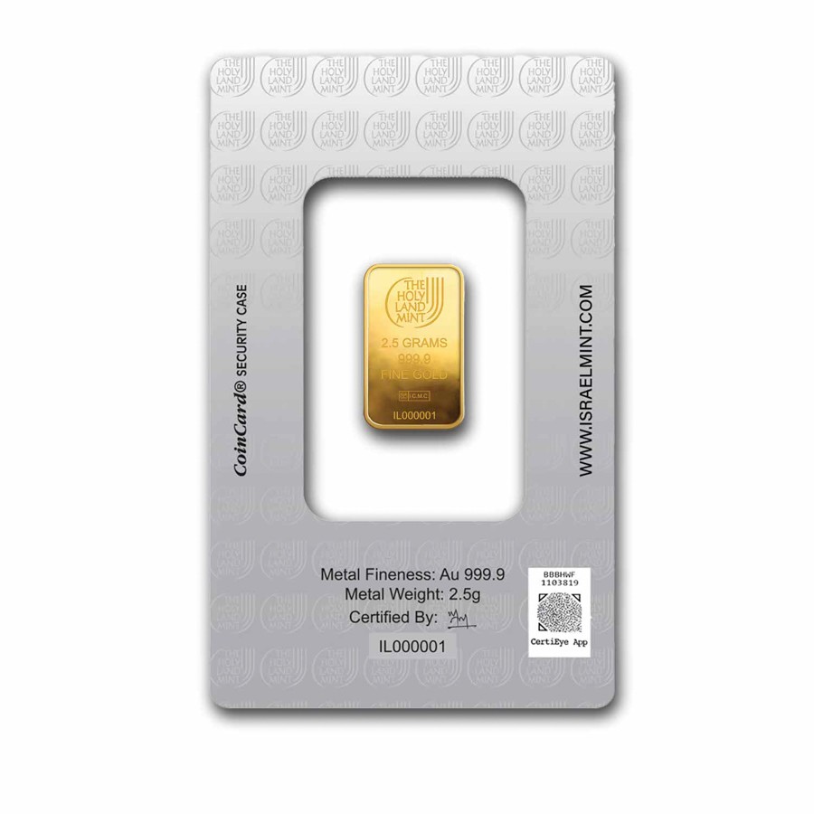 2.5 gram Gold Bar – Holy Land Mint Dove of Peace (In Assay)