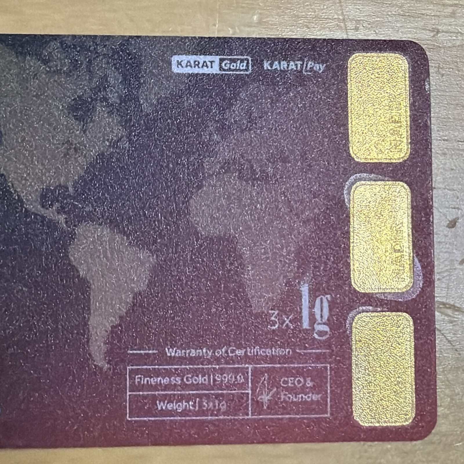 Karatbars International GmbH 3 Gram .9999 Fine Gold in Assay Card