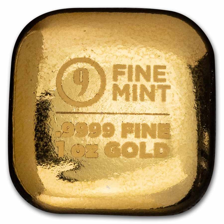 1 oz Gold Bar – 9FM Gold Button