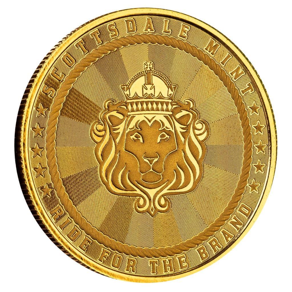 1 oz Gold Cowboy Round w/ Buffalo Privy .9999 Gold Bullion Round in COA #A591
