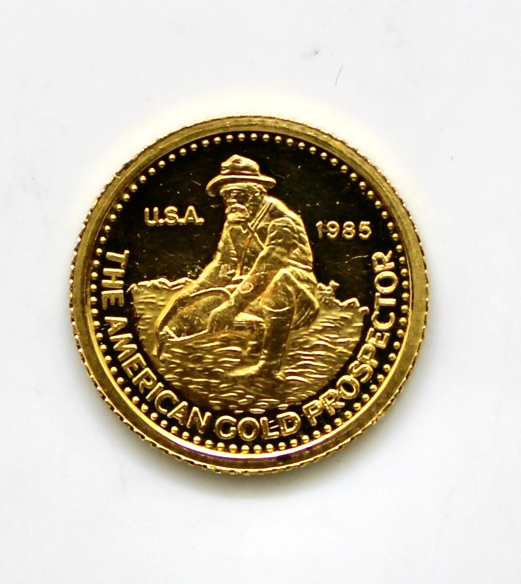VERY RARE 1985 1/10th oz 9999 Fine Gold Engelhard Prospector Bar/Round