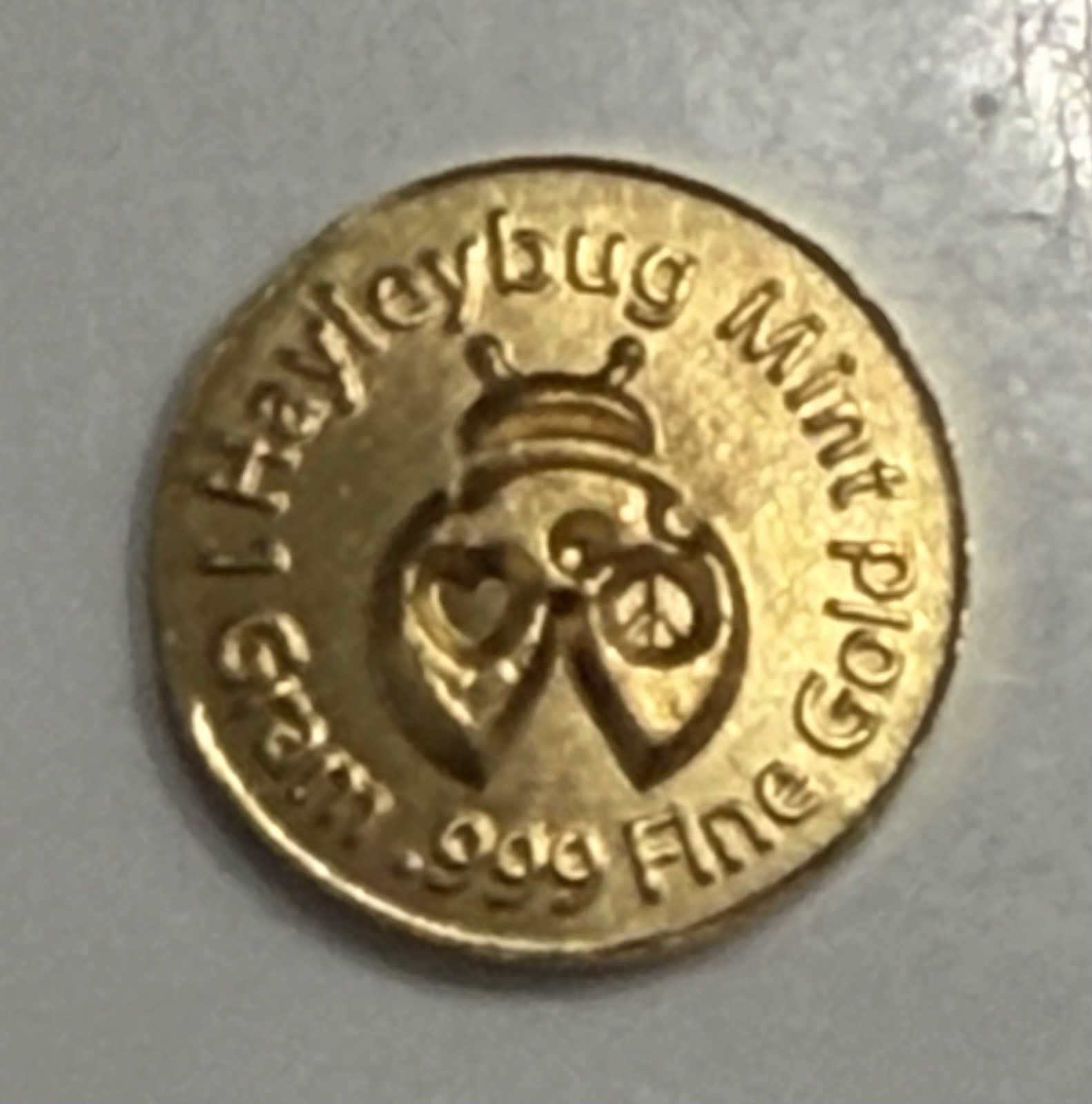 2026 Haleybug Mint 1 Gram 999 Fine Gold Pirate Round 1000 Minted Peace Love & HB