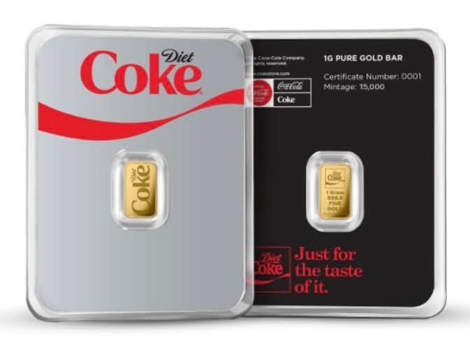 PAMP Diet Coke 1 Gram Gold Bar Coca-Cola Limited To Only 1400 Minted 1g Sold Out