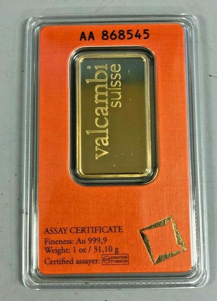 Valcambi Suisse 1 oz Gold Bar .9999 Sealed With Assay Certificate 24 Karat