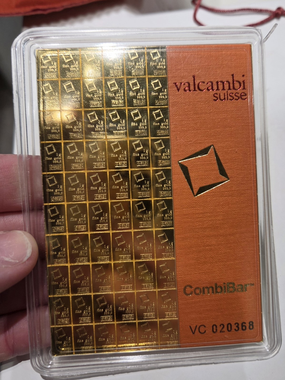 100 X 1 gram Gold CombiBar™ Valcambi Suisse .9999 Fine Gold ( In Assay Card )