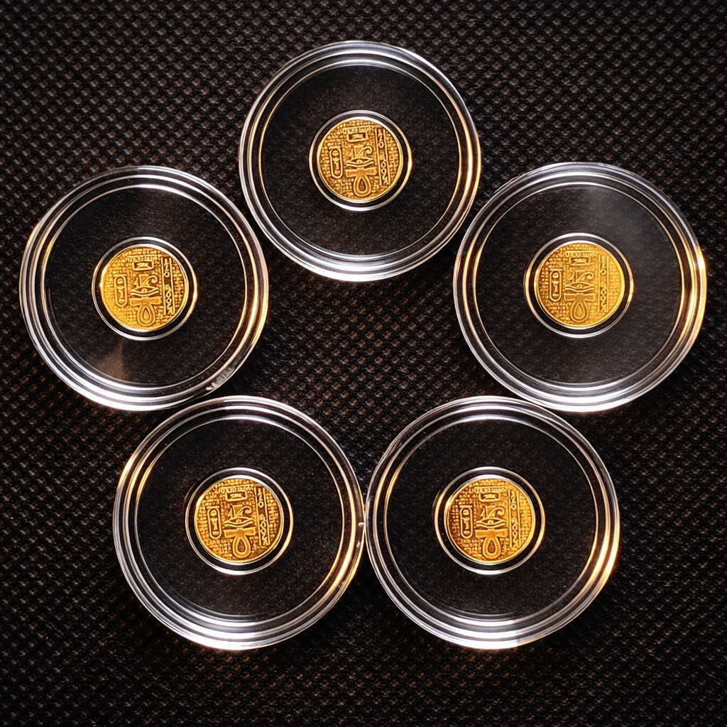 LOT OF 5 | 1/200 oz .9999 Pure Gold Egyptian Scarab Round 24K Fine Gold Bullion