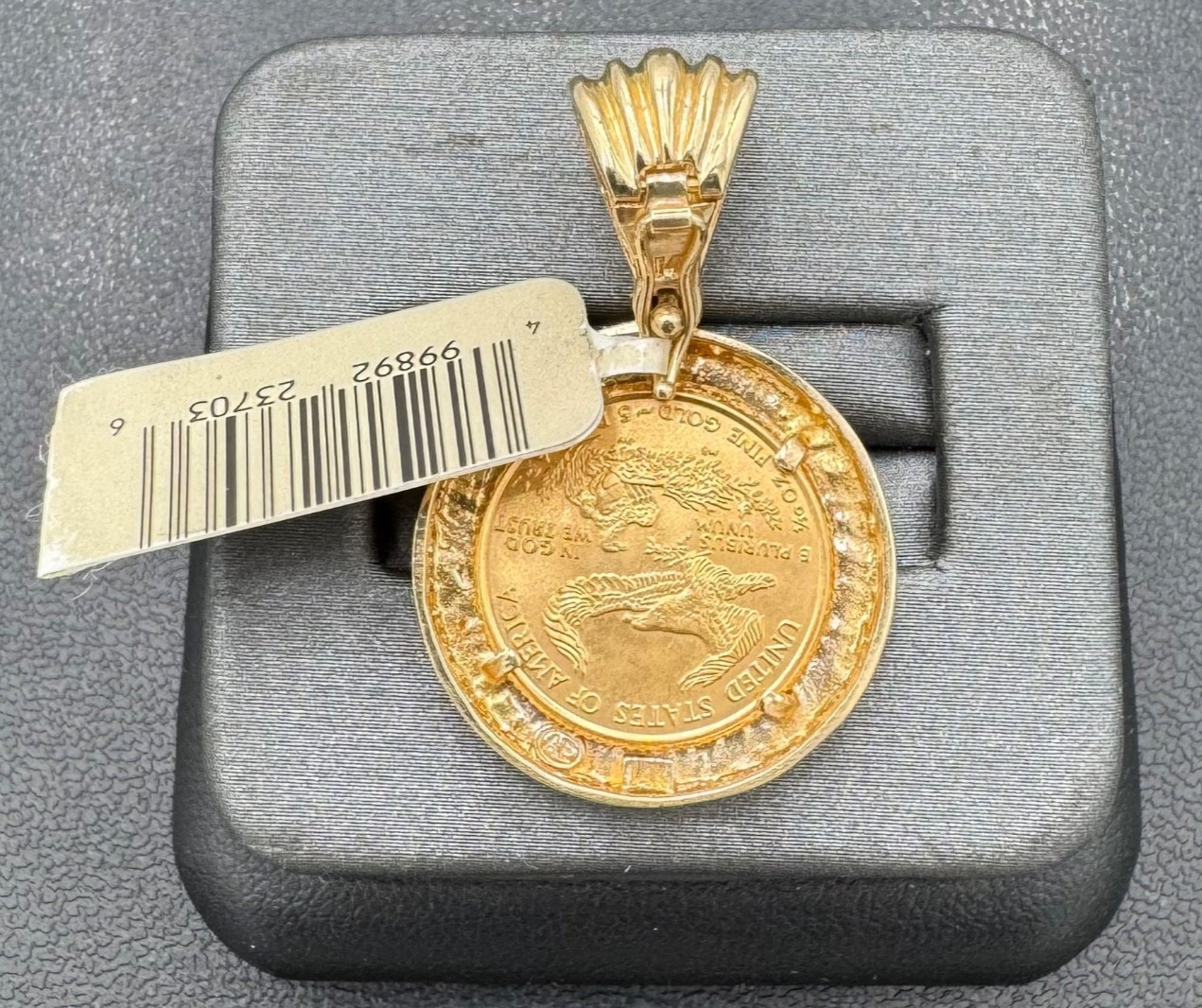 2000 American Gold Eagle $5 1/10ozt. Gold in 14kt Gold Versace Border 6mm Bale