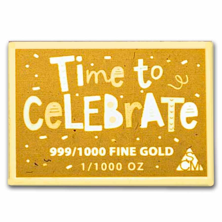 1/1000 oz Gold Bar – Happy Birthday Cake (w/Box & COA)