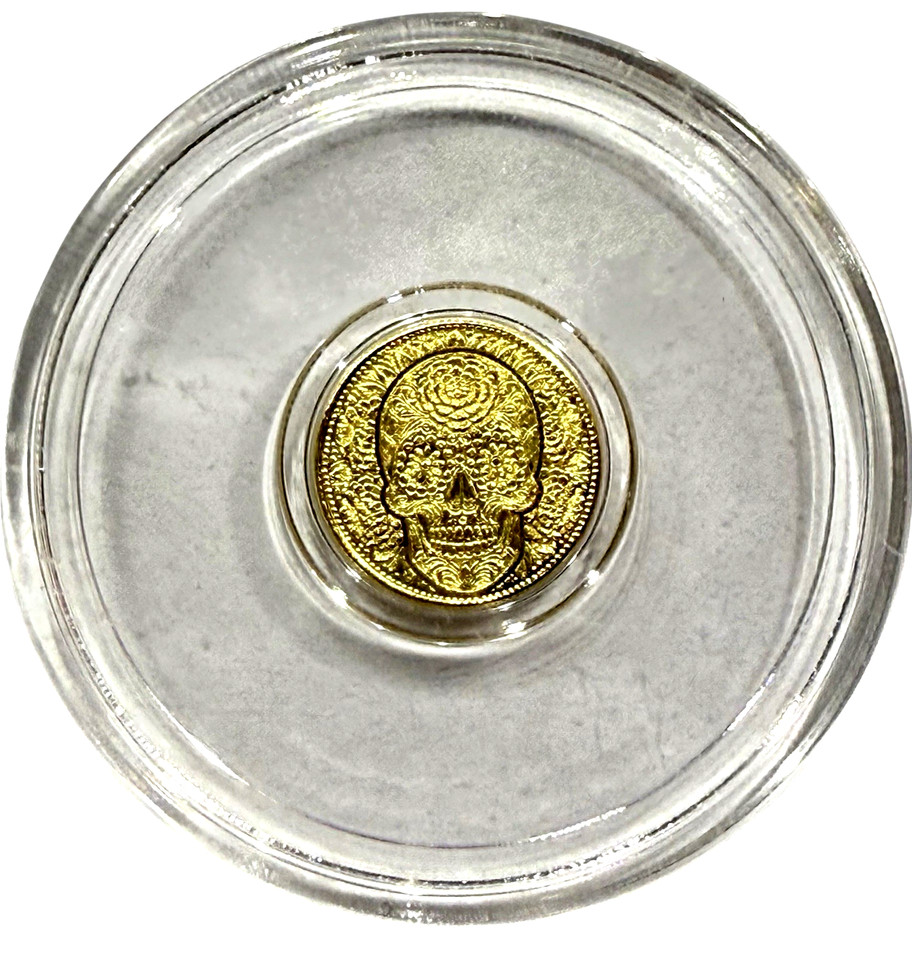 LOT X 3 MONARCH EGYPTIAN KING TUT SCARAB & DAY OF THE DEAD .9999 GOLD ROUNDS BU