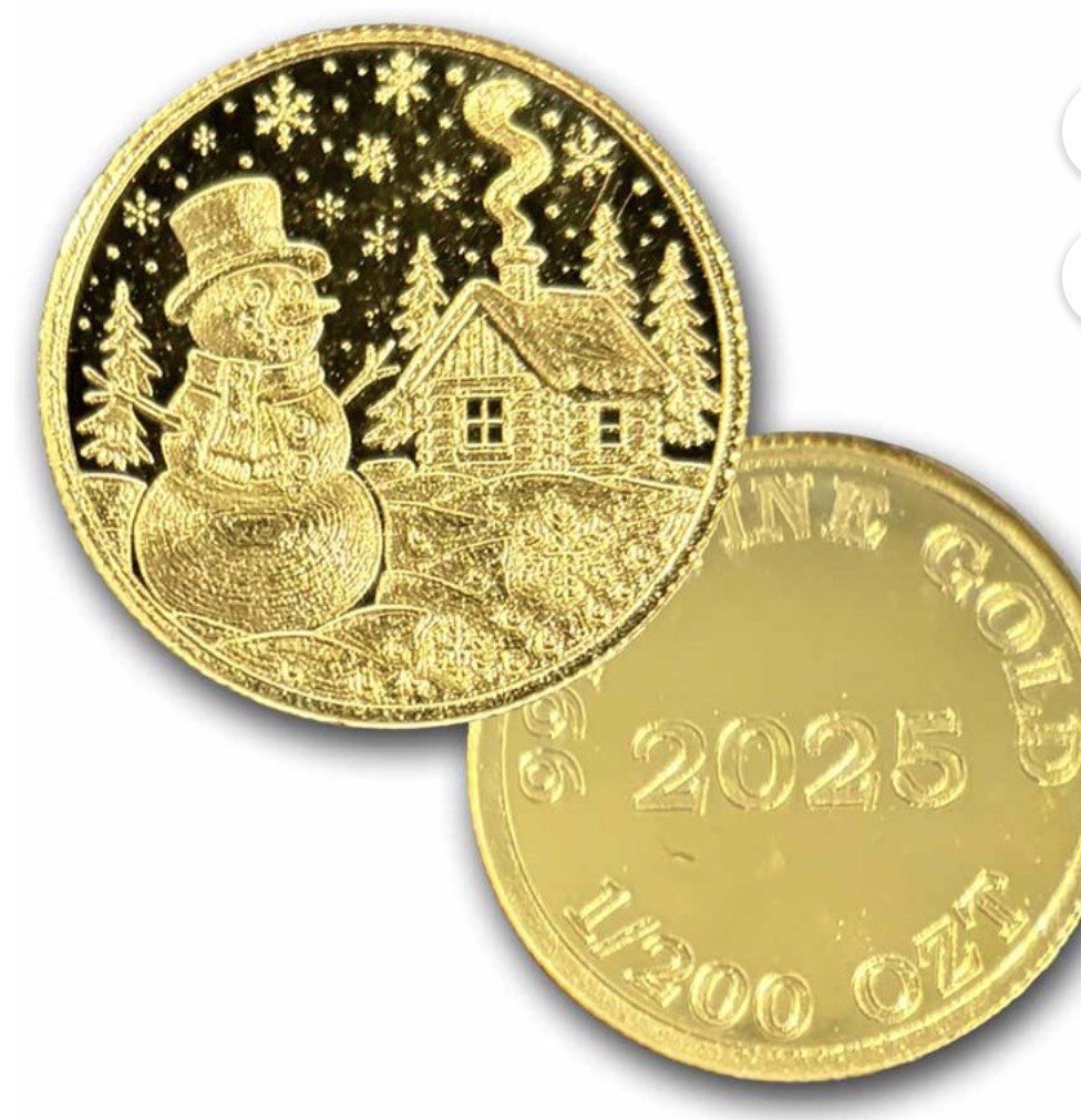 🔥 Lot of 12 – 2025 1/200 oz .9999 Fine Gold Snowman Rounds 🔥