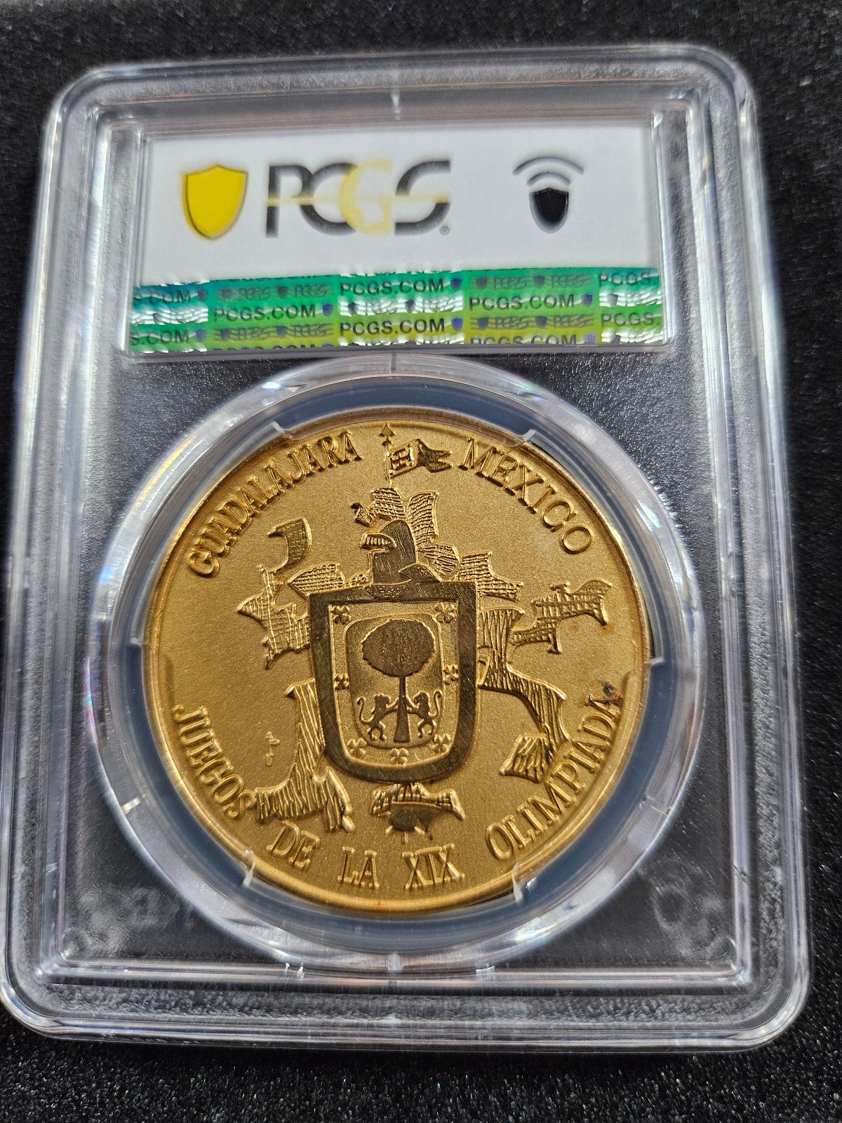 🌟 1968 Mexico Gold Mexican Grove 1019 Medal Olympic Gudalajara PCGS MS65 Pop 2