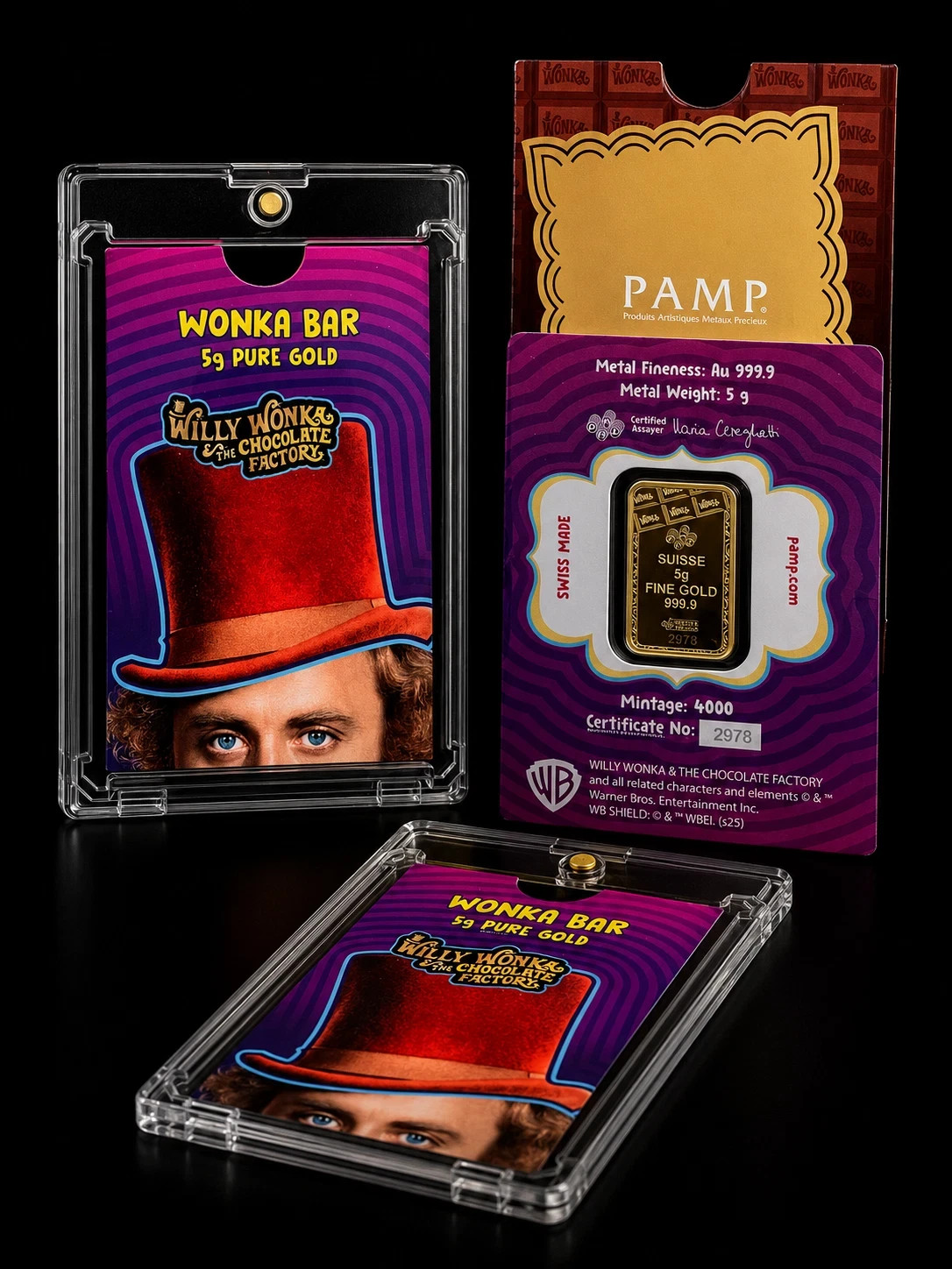 PAMP Suisse Willy Wonka 5 Gram .9999 Fine Gold Bar – in Assay, Ltd 4,000 Mintage
