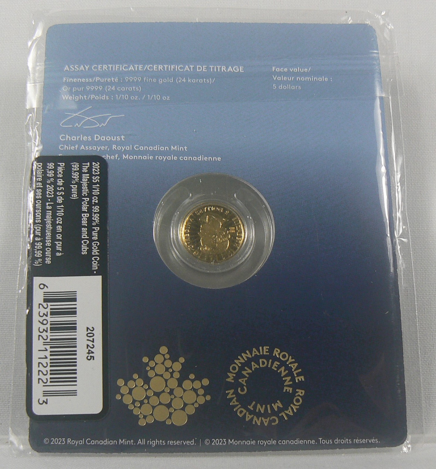 2023 Majestic Polar Bear & Cubs 1/10 oz .9999 Fine Gold $5 Canada – Mintage 5000