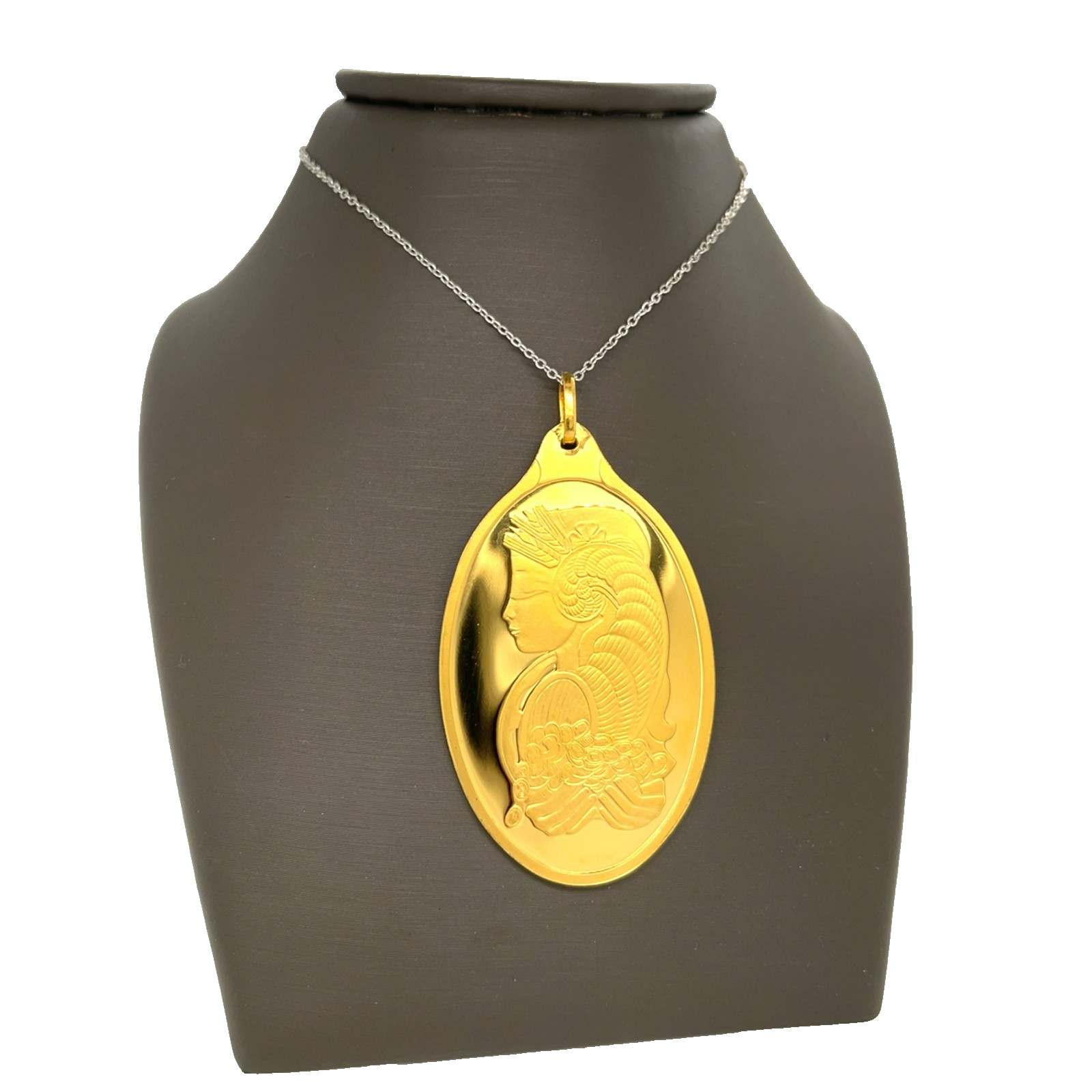 PAMP Suisse Lady Fortuna ½ OZ .9999 Fine 24KT Gold Oval Pendant Bar Bullion