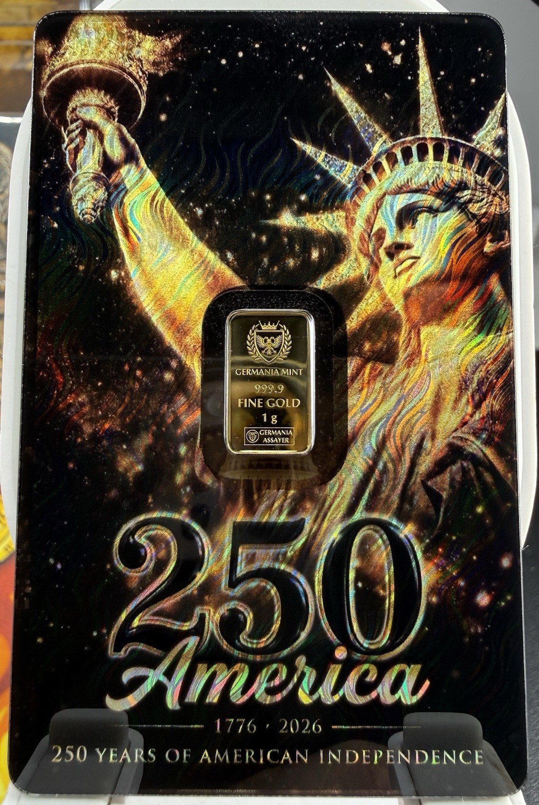 Germania Mint 2026 1g Gold Bar .9999 Fine “250 America” 1776-2026